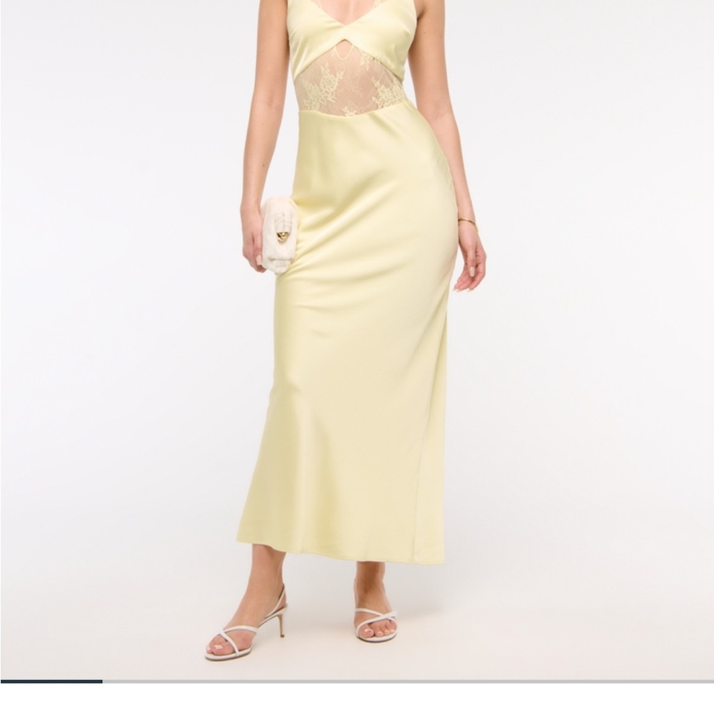 A& Fitch Julia Lace Halter Slip Maxi Dress